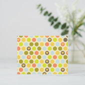 Retro Circles en Hearts Pattern Green Gold Blue Briefkaart (Staand voorkant)