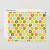 Retro Circles en Hearts Pattern Green Gold Blue Briefkaart (Voorkant / Achterkant)