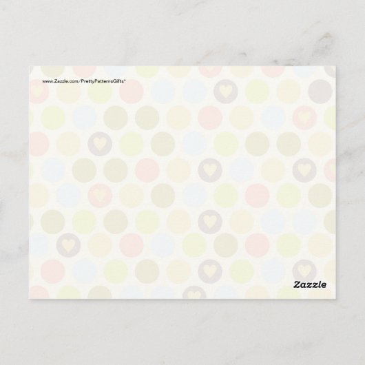 Retro Circles en Hearts Pattern Green Gold Blue Briefkaart (Achterkant)