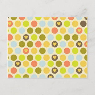 Retro Circles en Hearts Pattern Green Gold Blue Briefkaart