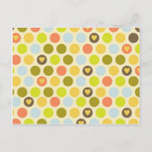 Retro Circles en Hearts Pattern Green Gold Blue Briefkaart (Voorkant)