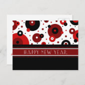 Retro Circles Gelukkig Nieuwjaar Briefkaarten (Voorkant / Achterkant)