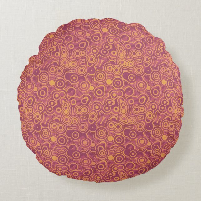 Retro Circles Grunge Pattern Rond Kussen (Voorkant)