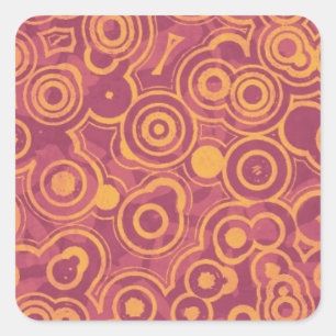 Retro Circles Grunge Pattern Vierkante Sticker