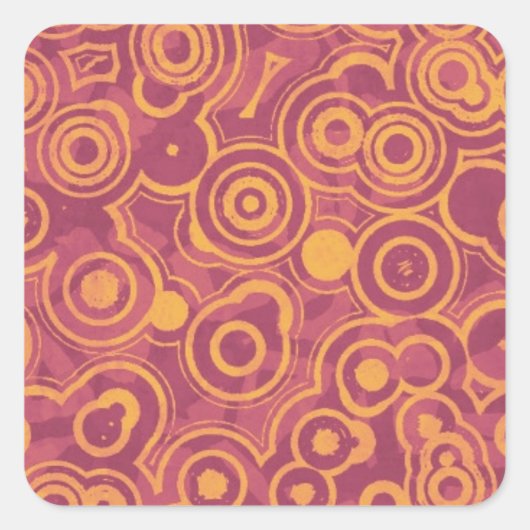 Retro Circles Grunge Pattern Vierkante Sticker (Voorkant)