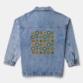 Retro Circles Limoen Pea Groen Blauwgroen Denim Jacket (Achterkant)