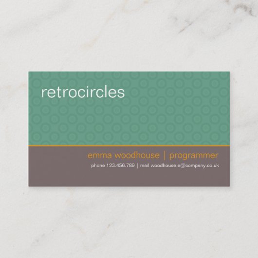 Retro Circles Mint & Oranje Visitekaartje (Voorkant)