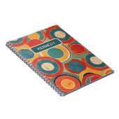 Retro Circles Patroon Rood Geel Turquoise jaren 19 Notitieboek (Rechterzijde)