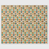 Retro Circles Pattern Oranje Brown Turquoise uit 1 Cadeaupapier (Vlak)