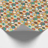 Retro Circles Pattern Oranje Brown Turquoise uit 1 Cadeaupapier (Hoek)