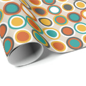 Retro Circles Pattern Oranje Brown Turquoise uit 1 Cadeaupapier (Rol Hoek)