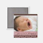 Retro Circles Rosy Brown · Baby aankondiging Magneet (Voorkant / Achterkant)