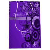 Retro Circles & Stars Paarse Geschenktas Medium Cadeauzakje (Voorkant)