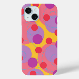Retro Circles Stippen Blackberry Paarse Funky Groo iPhone 15 Case