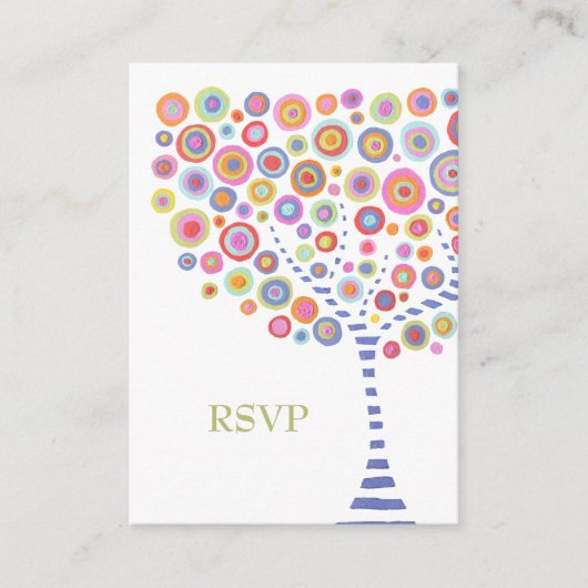 Retro Circles Tree Wedding RSVP Kaarten (Voorkant)