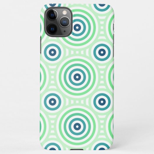 Retro Circulair geometrisch patroon in groen en bl iPhone Hoesje (Achterkant)