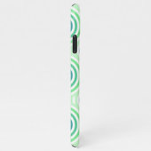 Retro Circulair geometrisch patroon in groen en bl iPhone Hoesje (Rechterkant)