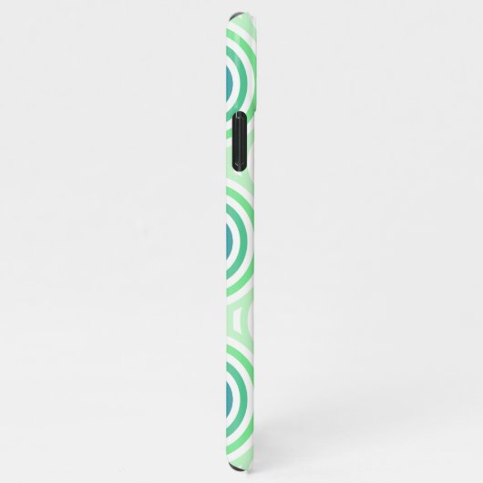 Retro Circulair geometrisch patroon in groen en bl iPhone Hoesje (Rechterkant)