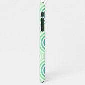 Retro Circulair geometrisch patroon in groen en bl iPhone Hoesje (Linkerkant)