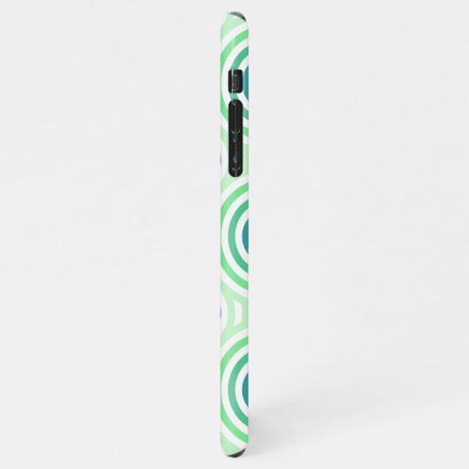 Retro Circulair geometrisch patroon in groen en bl iPhone Hoesje (Linkerkant)