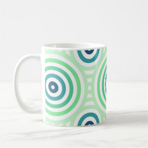 Retro Circulair geometrisch patroon in groen en bl Koffiemok
