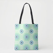 Retro Circulair geometrisch patroon in groen en bl Tote Bag (Voorkant)