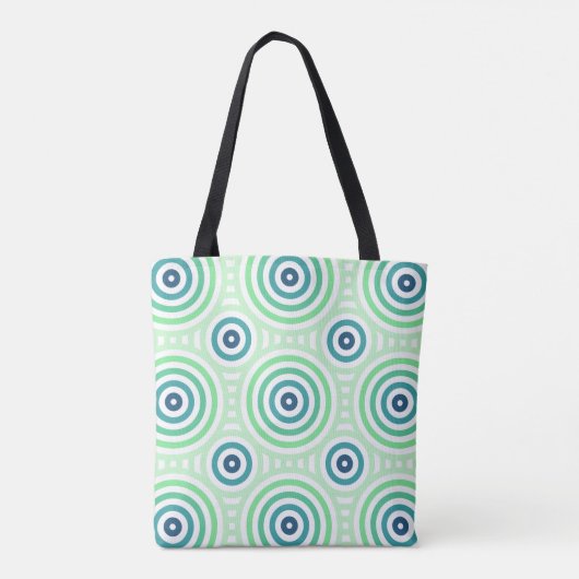 Retro Circulair geometrisch patroon in groen en bl Tote Bag (Achterkant)
