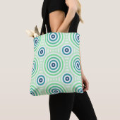 Retro Circulair geometrisch patroon in groen en bl Tote Bag (Dichtbij)