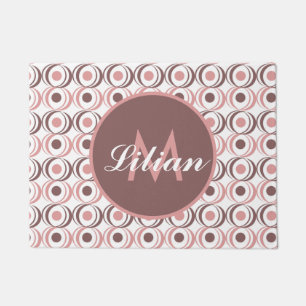 Retro Circular Earthy Tone Pink Monogrammed Deurmat