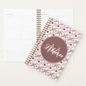 Retro Circular Earthy Tone Pink Monogrammed Planner (Display)