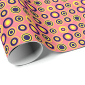 Retro circuleert gele marine op blush roze cadeaupapier (Rol Hoek)