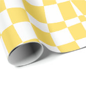 Retro Circus 70s geel golvend geruit Patroon Cadeaupapier (Rol Hoek)