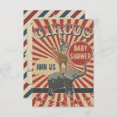 Retro Circus Baby shower Uitnodiging (Voorkant / Achterkant)