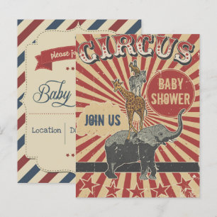 Retro Circus Baby shower Uitnodiging