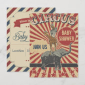 Retro Circus Baby shower Uitnodiging (Voorkant / Achterkant)
