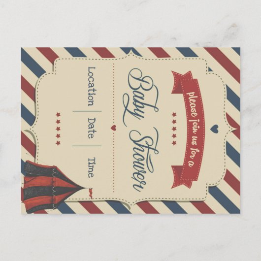 Retro Circus Baby shower Uitnodiging (Achterkant)