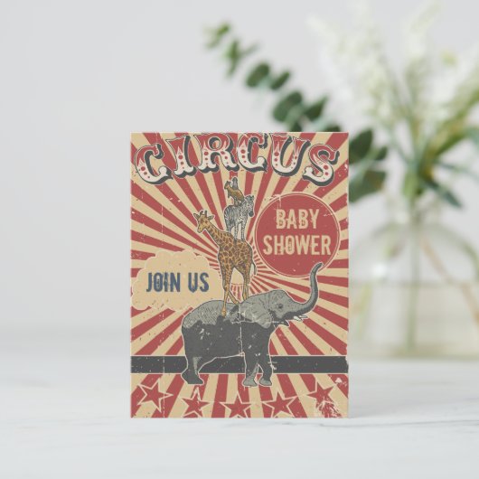Retro Circus Baby shower Uitnodiging (Staand voorkant)