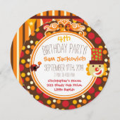 Retro Circus Birthday Cirkel Uitnodiging (Voorkant / Achterkant)