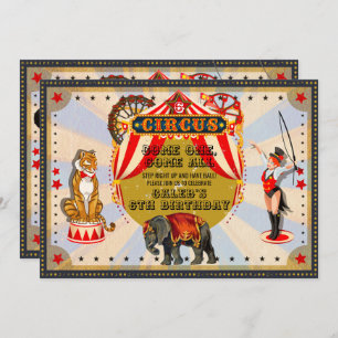  Retro Circus Birthday Party Kaart