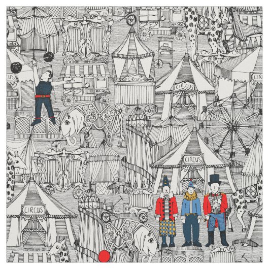 retro circus bw col stof (Swatch)