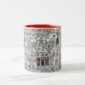 retro circus bw col tweekleurige koffiemok (Center)