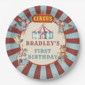 Retro Circus Carnaval Dieren Verjaardagsfeest Papieren Bordje (Voorkant)