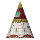 Retro Circus Carnaval Hoed - Turquoise Puff Feesthoedjes (Links)