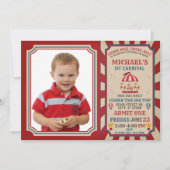 Retro Circus Carnaval Ticket Verjaardag Uitnodigin Kaart (Voorkant)