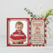 Retro Circus Carnaval Ticket Verjaardag Uitnodigin Kaart (Staand voorkant)