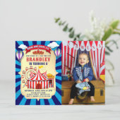  retro circus carnaval verjaardagsfoto kaart (Staand voorkant)