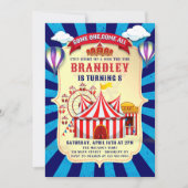 retro circus carnaval verjaardagsuitnodiging kaart (Voorkant)