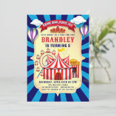 retro circus carnaval verjaardagsuitnodiging kaart (Staand voorkant)