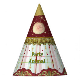 Retro Circus Carnavalsfeesthoed - Roze Pluizen Feesthoedjes