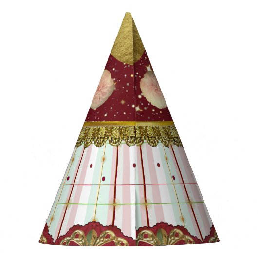 Retro Circus Carnival Hat - Pink Puff Feesthoedjes (Achterkant)